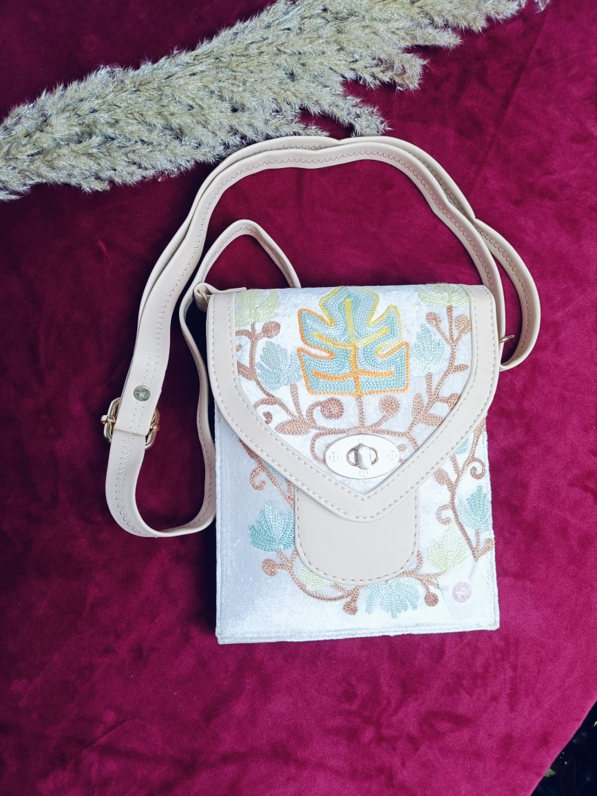 Chirpy Bloom Mobile cum Wallet Sling – Unique Handcrafted Sling with Vibrant Floral Embroidery