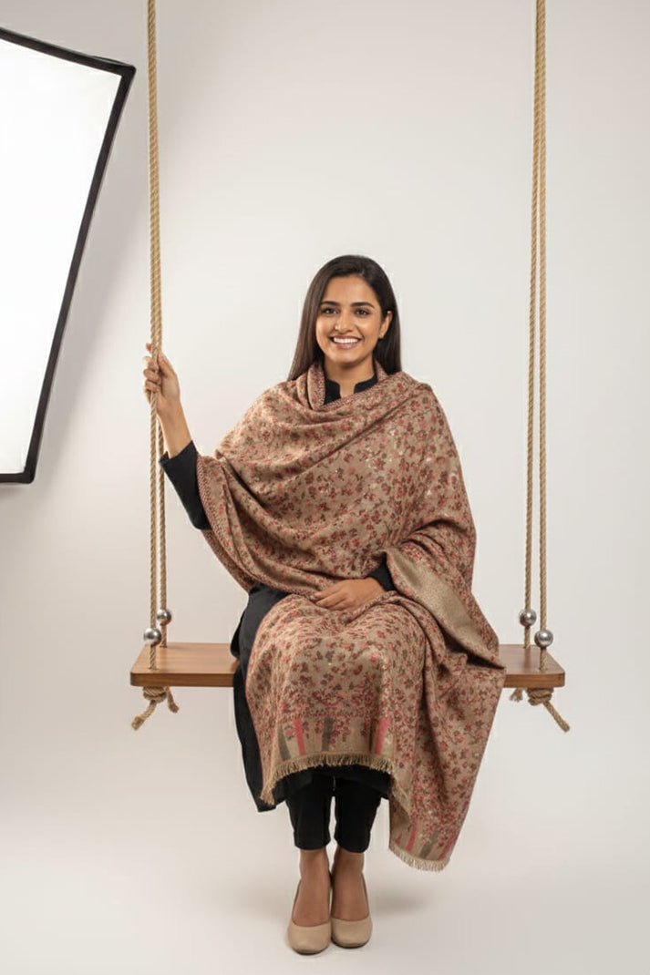 Beige Kani zari Shawl – Handwoven Luxury Wrap