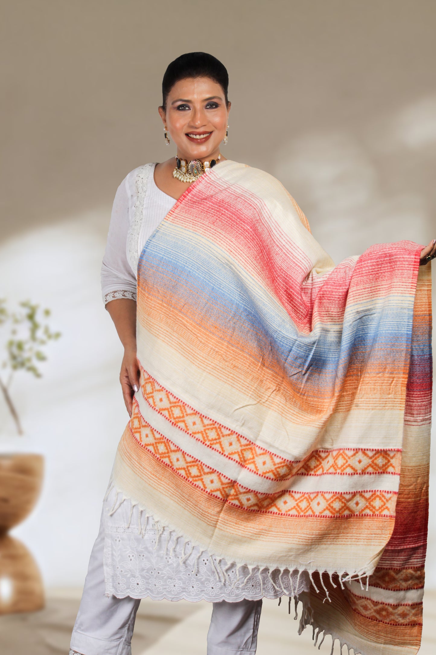 Tibetan Shawl: Exquisite Hand-Embroidered Kashmiri Wool