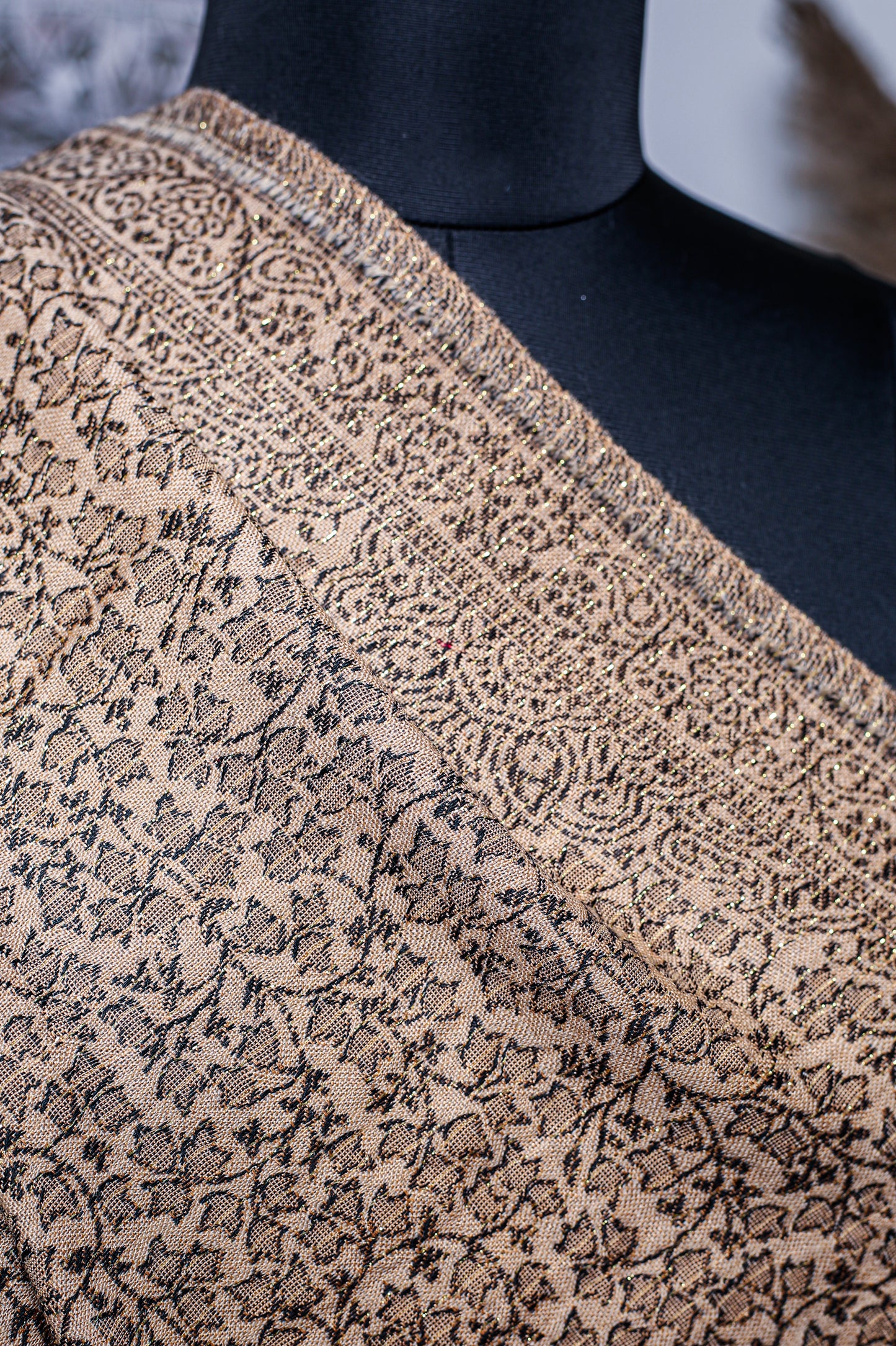 Self Zari Shawl – Exquisite Hand Embroidery on Kashmiri Pashmina