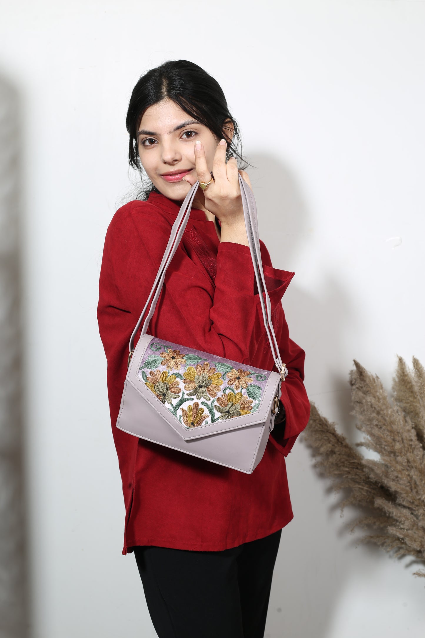 Sling Bag – Elegant Handcrafted Sling Bag with Artistic Embroidery Details