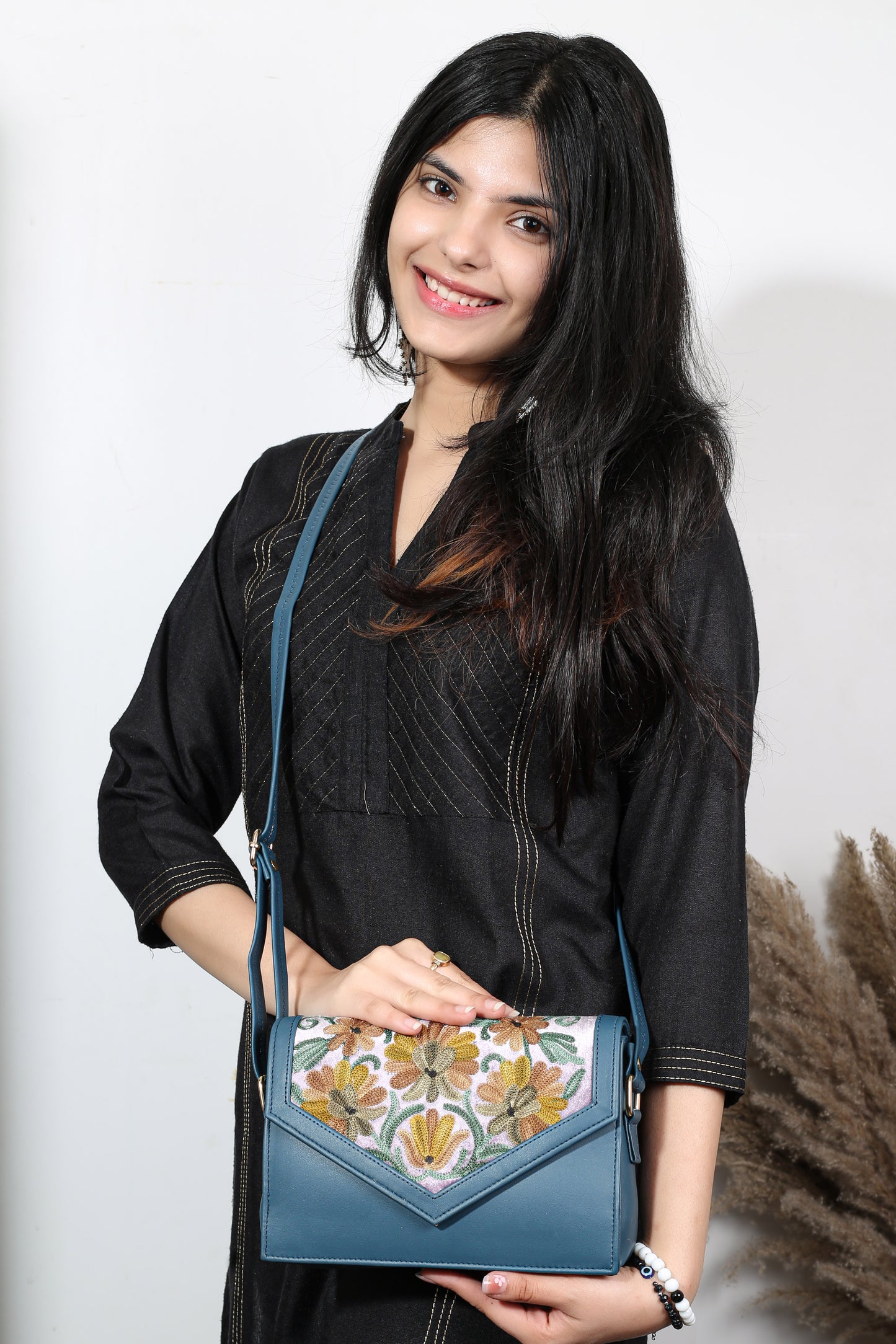 Sling Bag – Boho-Chic Hand-Embroidered Sling Bag with Vibrant Designs
