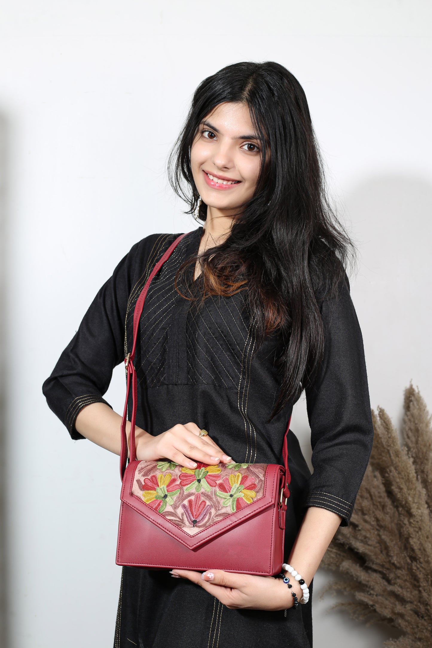 Sling Bag – Stylish Handcrafted Sling Bag with Vibrant Embroidery for Women