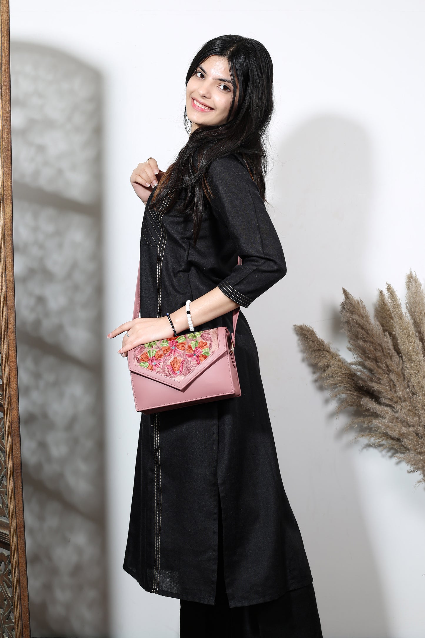 Sling Bag – Handcrafted Sling Bag with Colorful Floral Embroidery for Women