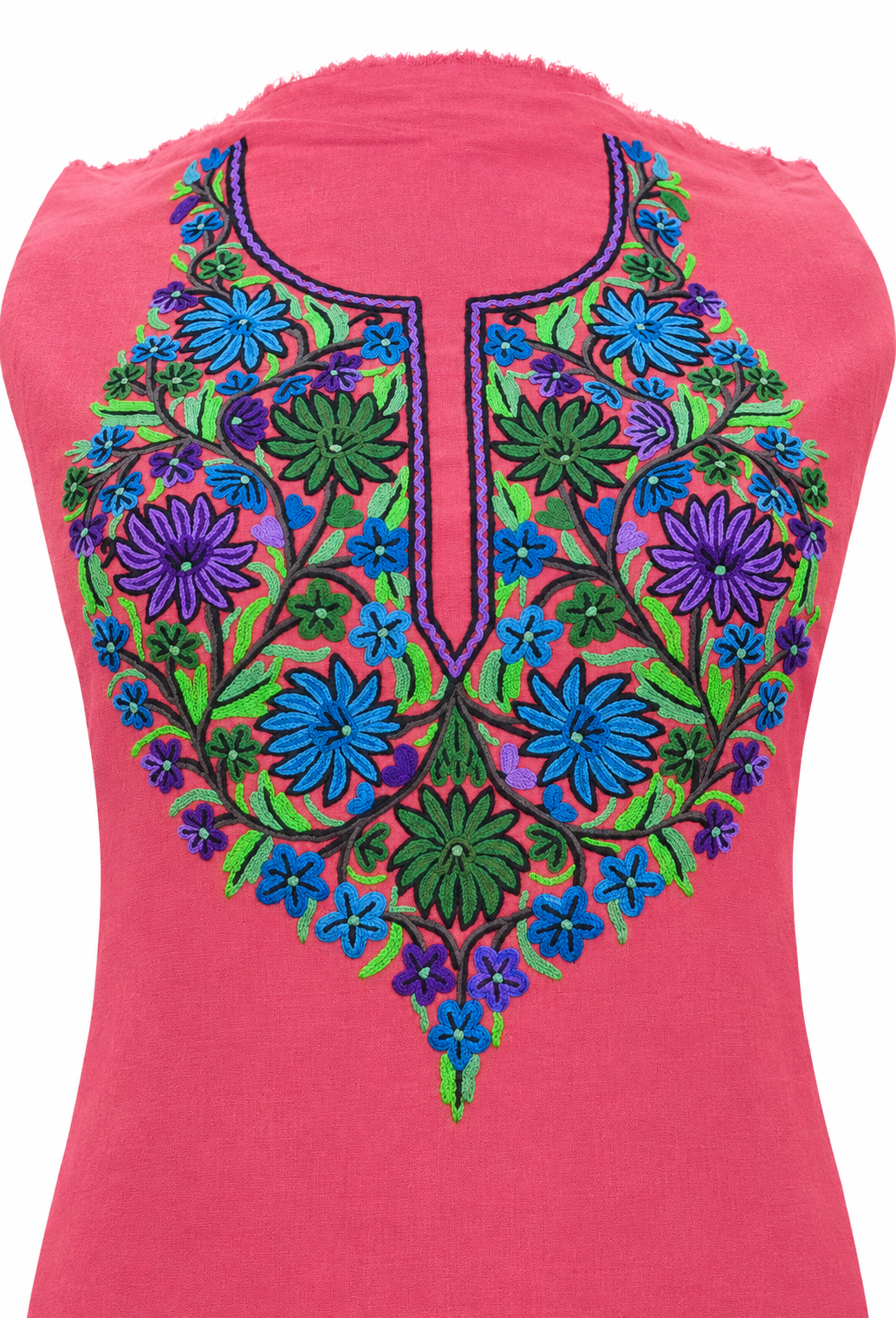 Women’s Pink Hand-Embroidered Cotton Suit Set – Floral Embroidery