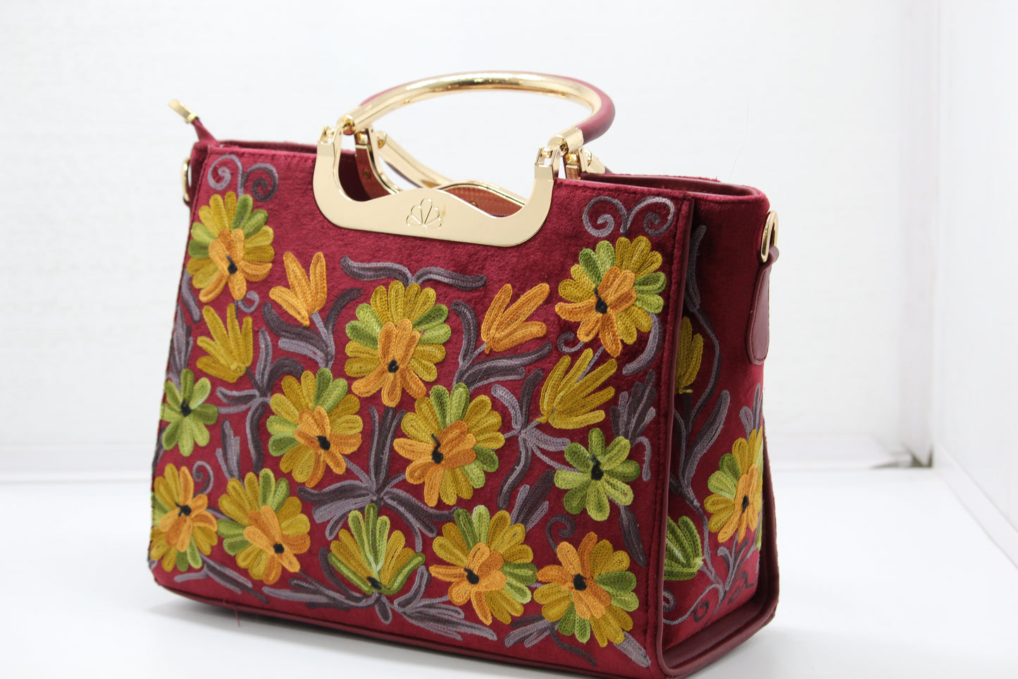 Floral Flair Embroidered Handbag