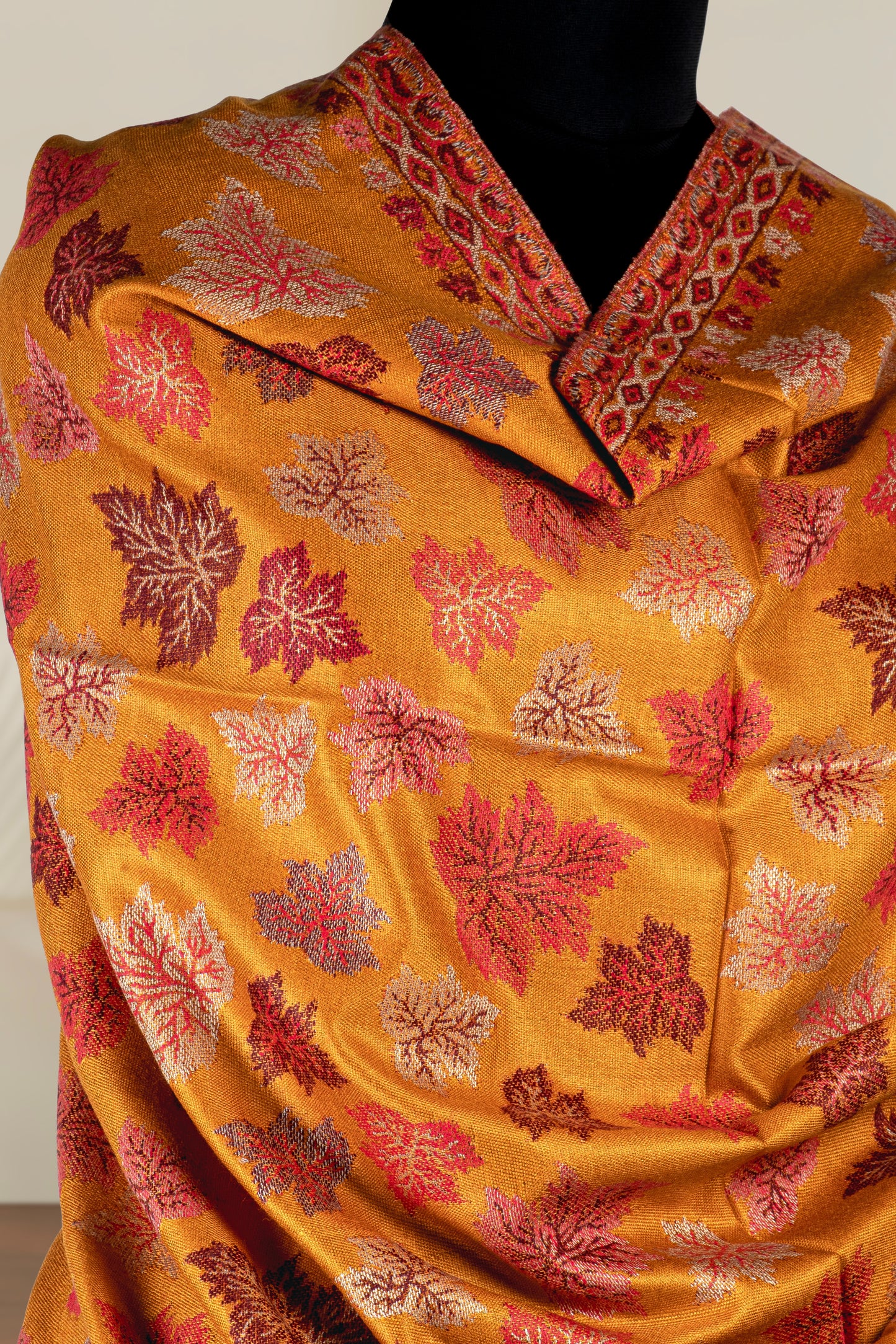 Mustard Chinar Kashmiri Shawl – Elegant Hand-Embroidered Heritage Wrap