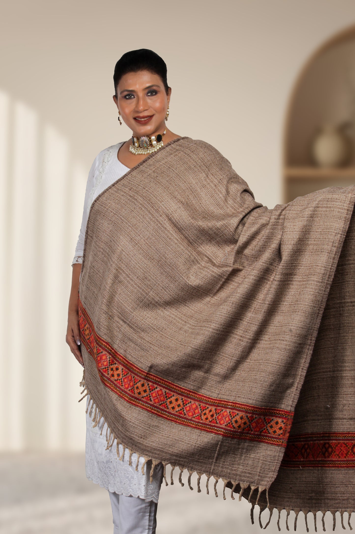 Elegant and Cozy: Handwoven Tibetan Wool Shawl for Comfort and Luxury in Every Thread