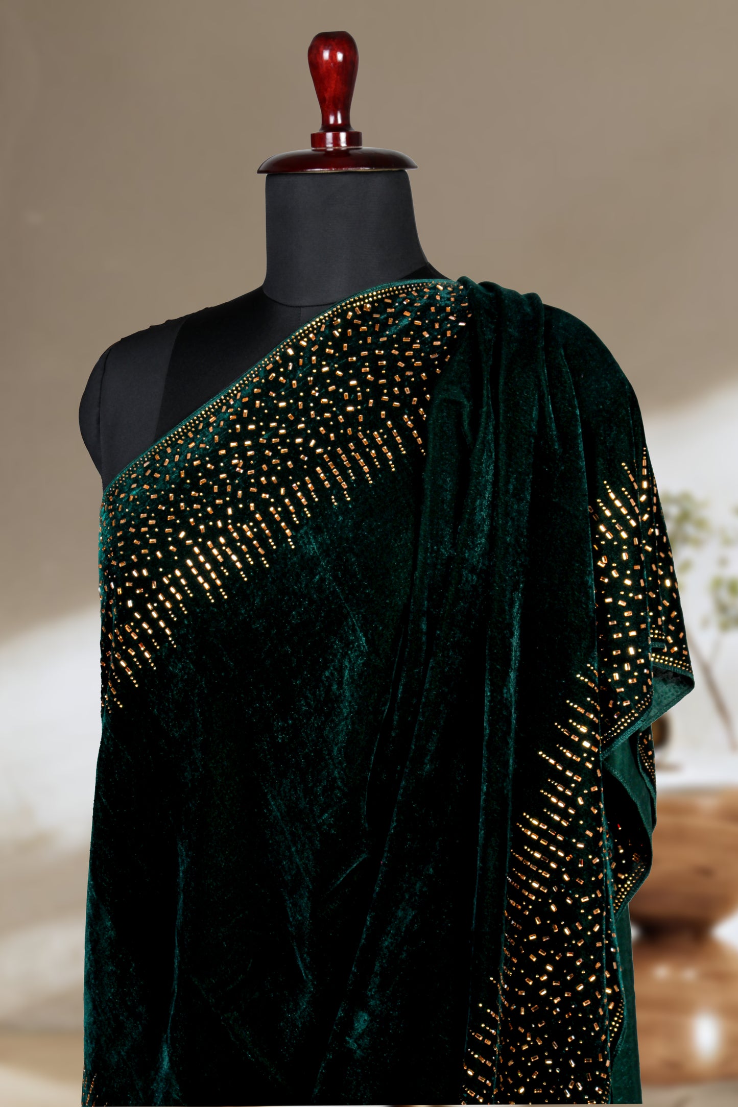 Swarovski Shawl – Handcrafted Kashmiri Embroidery with Sparkling Swarovski Crystals – Premium Silk & Wool Blend