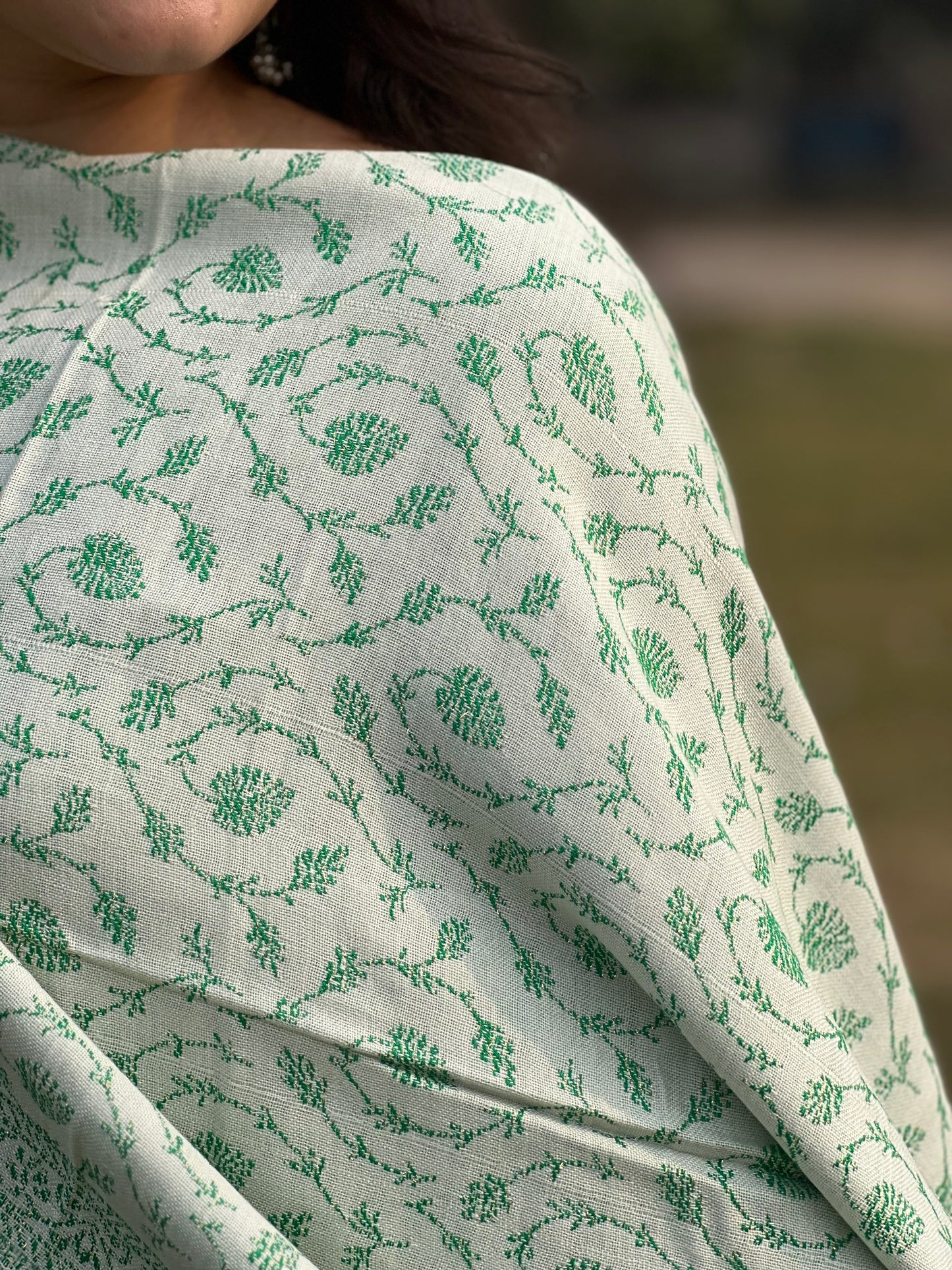 Green Zari Stole for women.