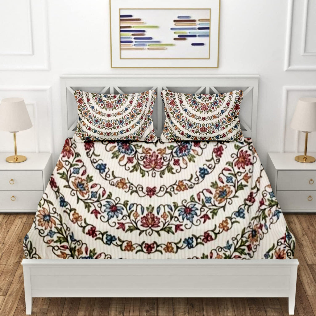 Premium Kashmiri Embroidery Bed Sheet Only In Cotton