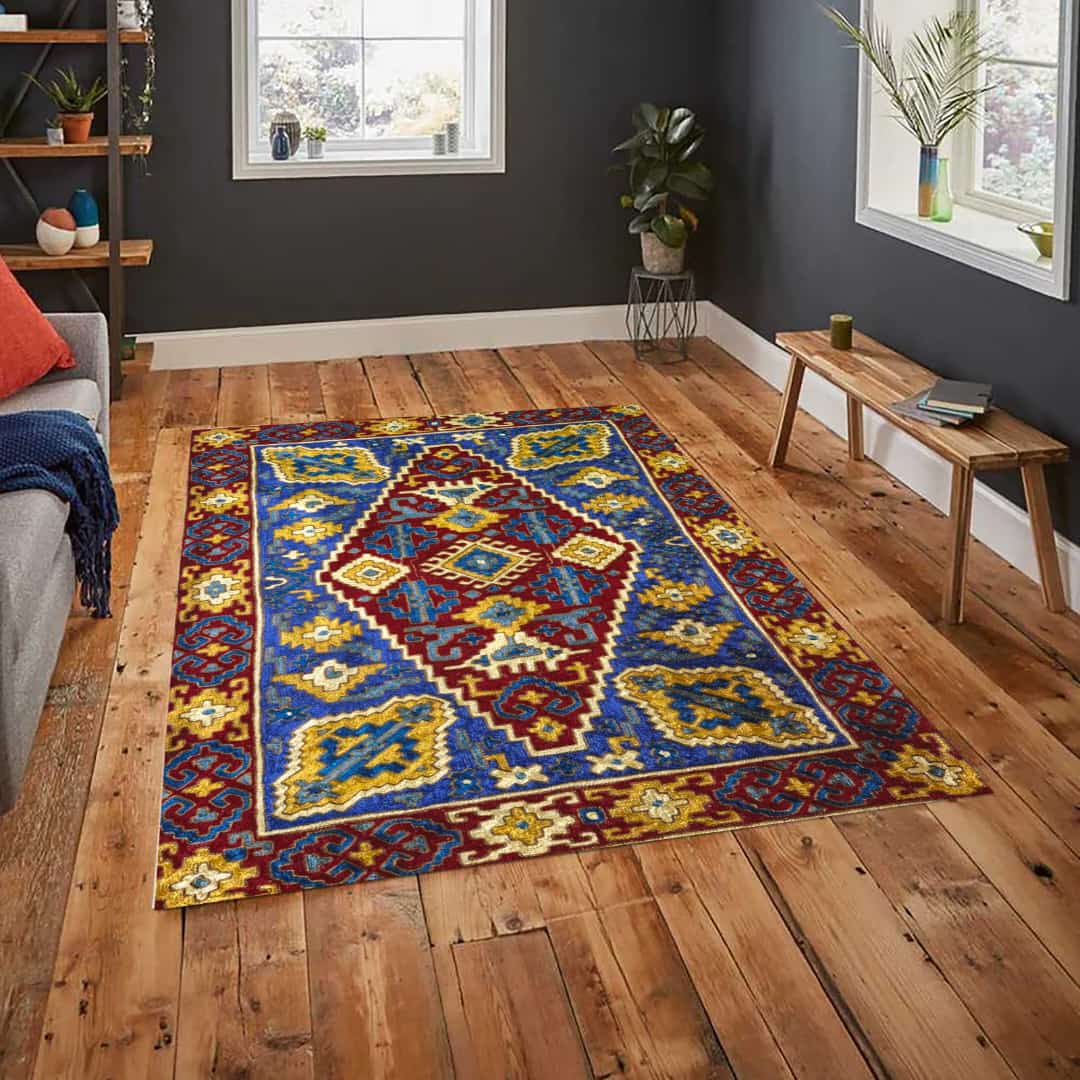 Diamond Blue & Mehroon Carpet With Border