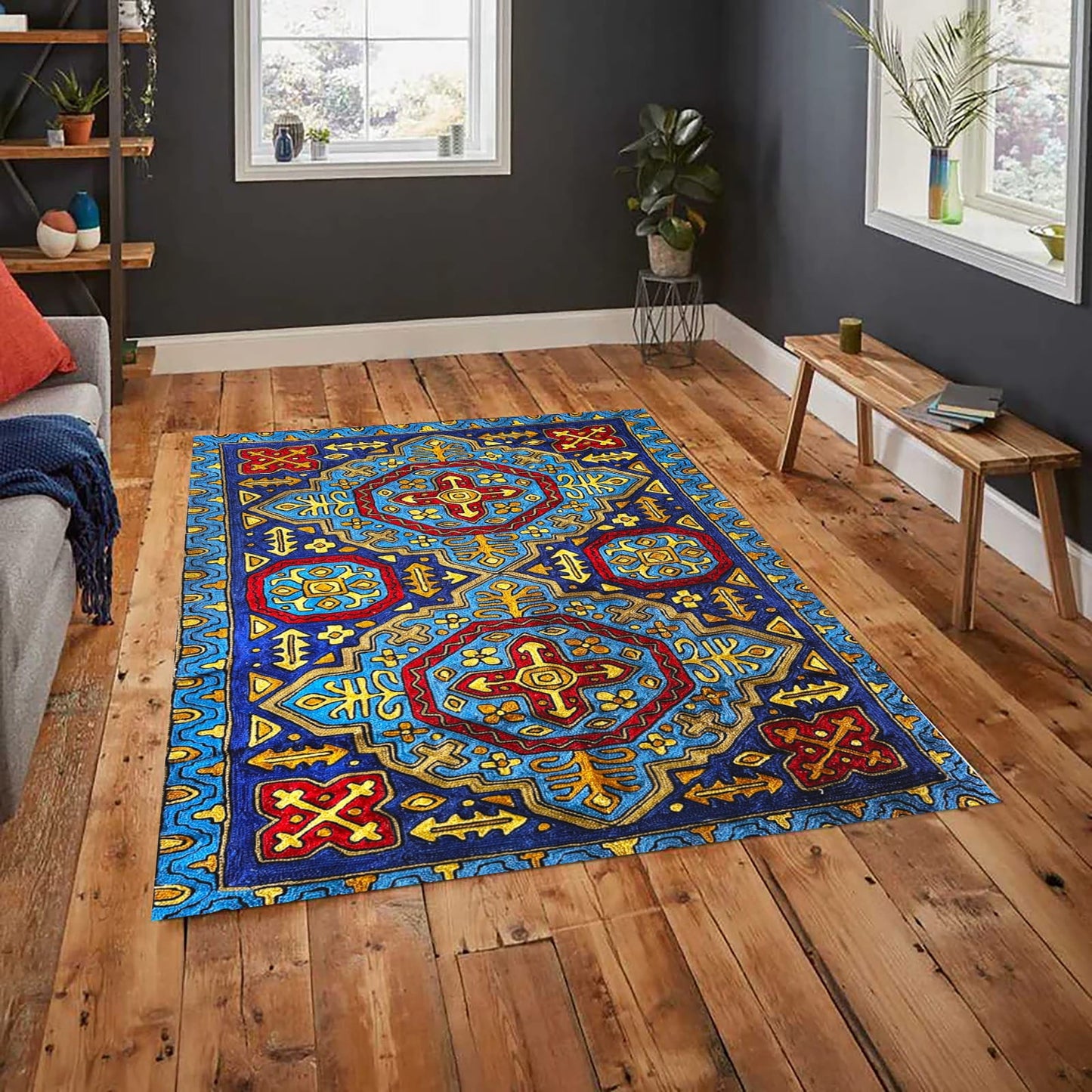 Royal Blue Red Yellow Party Coloured Carpet