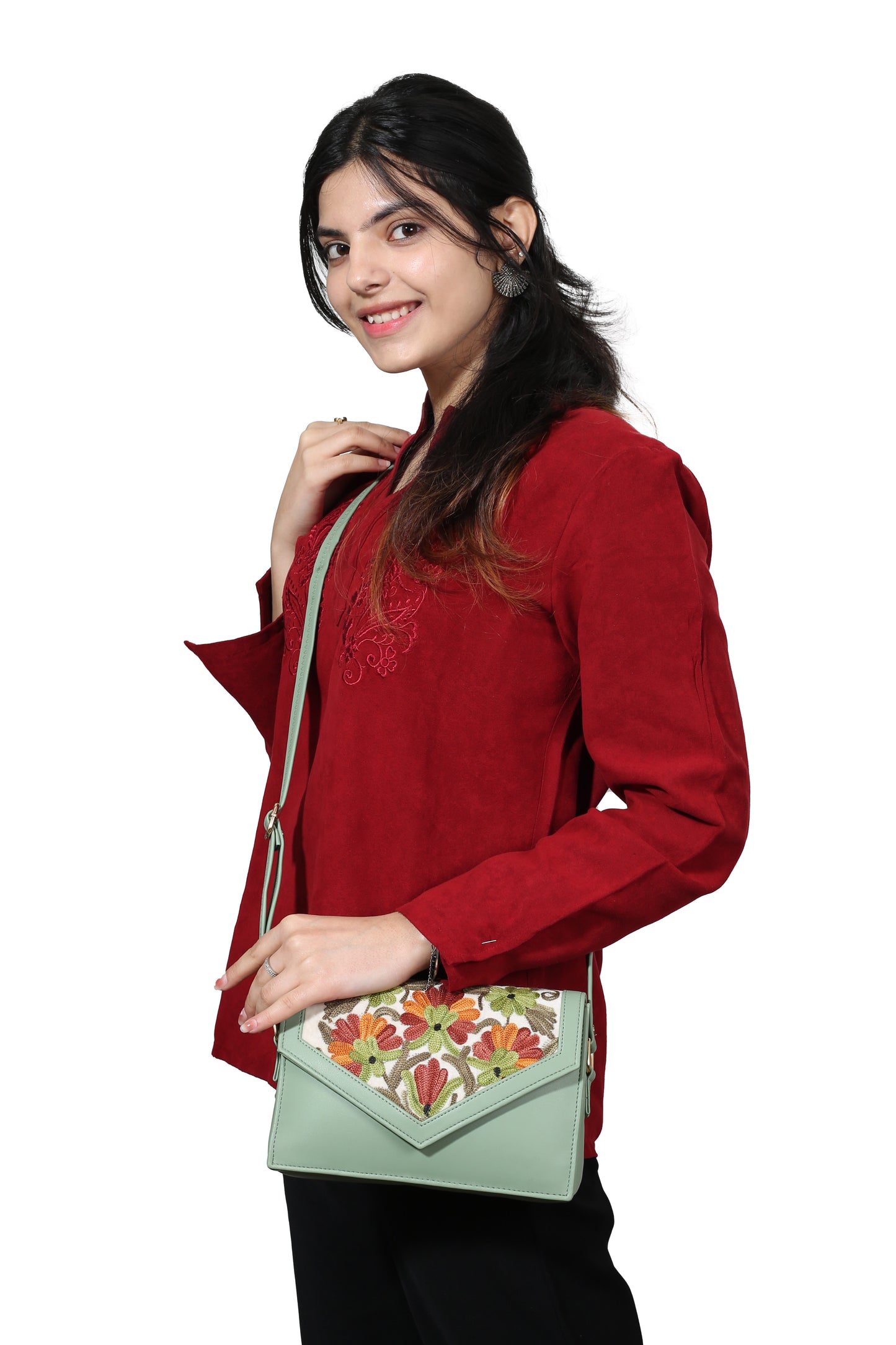 Sling Bag – Vibrant Handcrafted Sling Bag with Detailed Floral Embroidery
