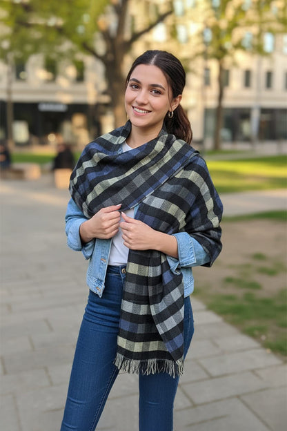 Multicolor Check Stole – Classic Pattern with an Elegant Finish