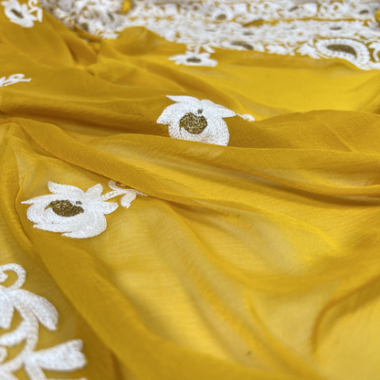 Pineapple Yellow Magic: Kashmiri Embroidery Unstitched Suits