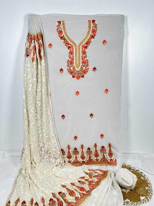 Shalimar Sheen: Kashmiri Embroidered Dress Material Unstitched