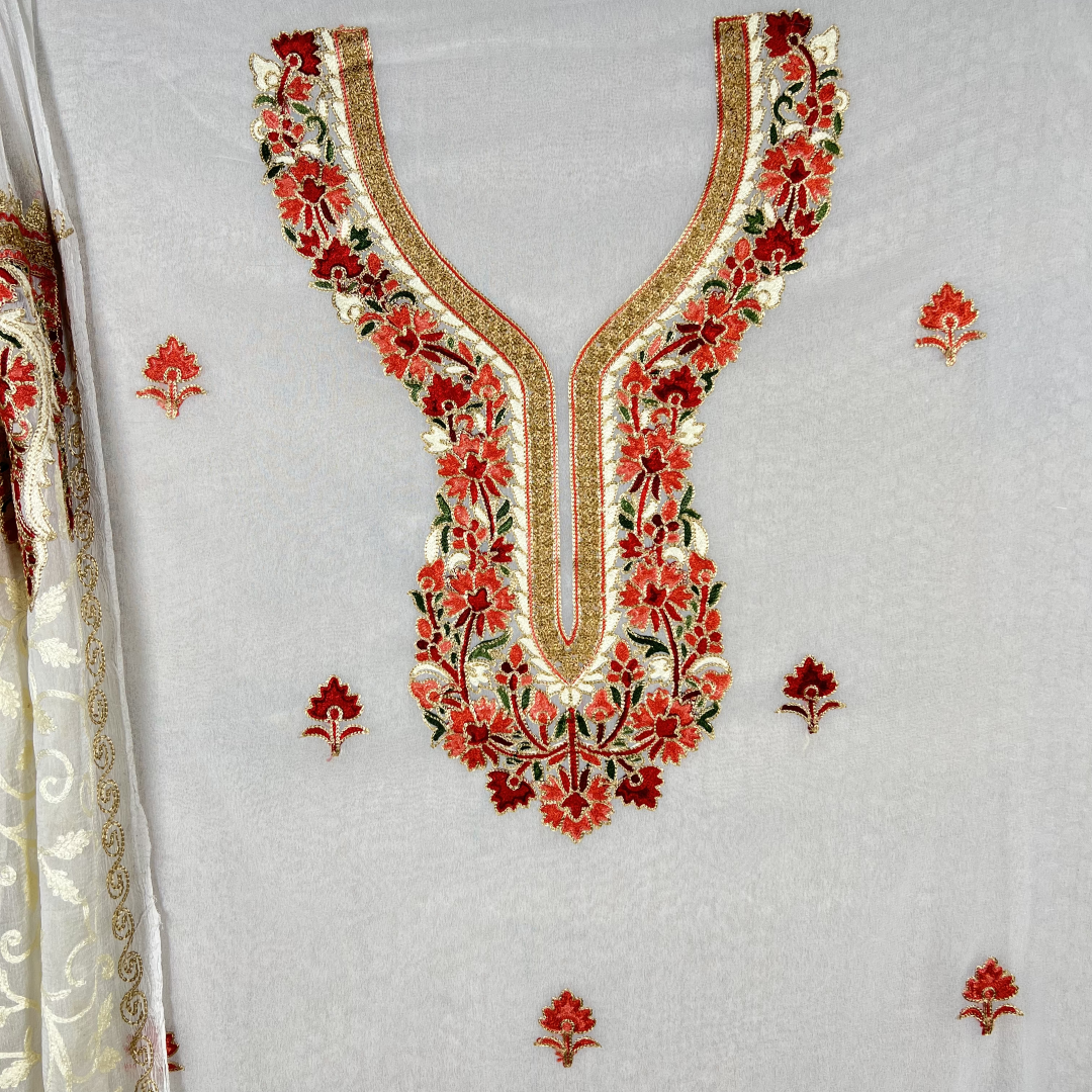 Shalimar Sheen: Kashmiri Embroidered Dress Material Unstitched