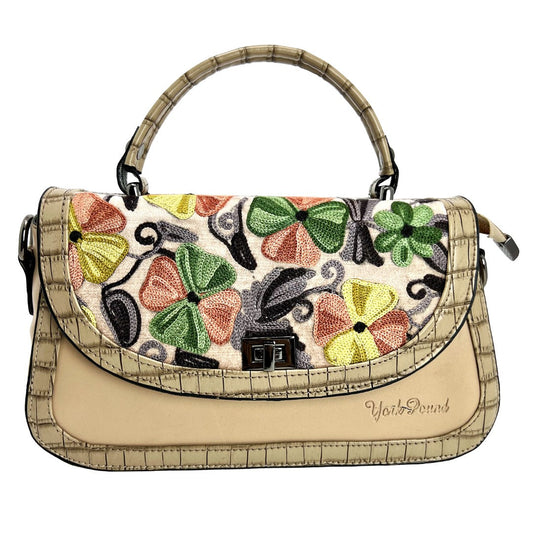 Blossoming Beauty: Embroidered Handbag