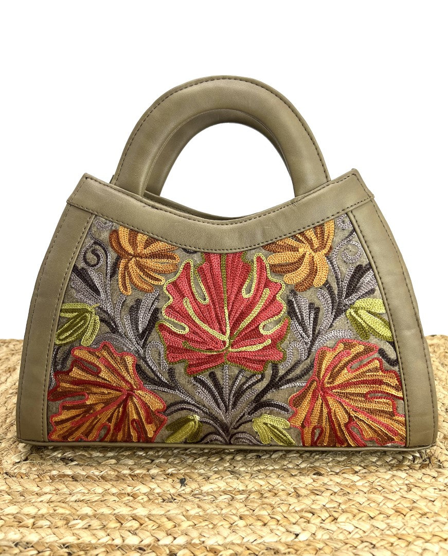 Hand Embroidery Handbag: Floral Fusion