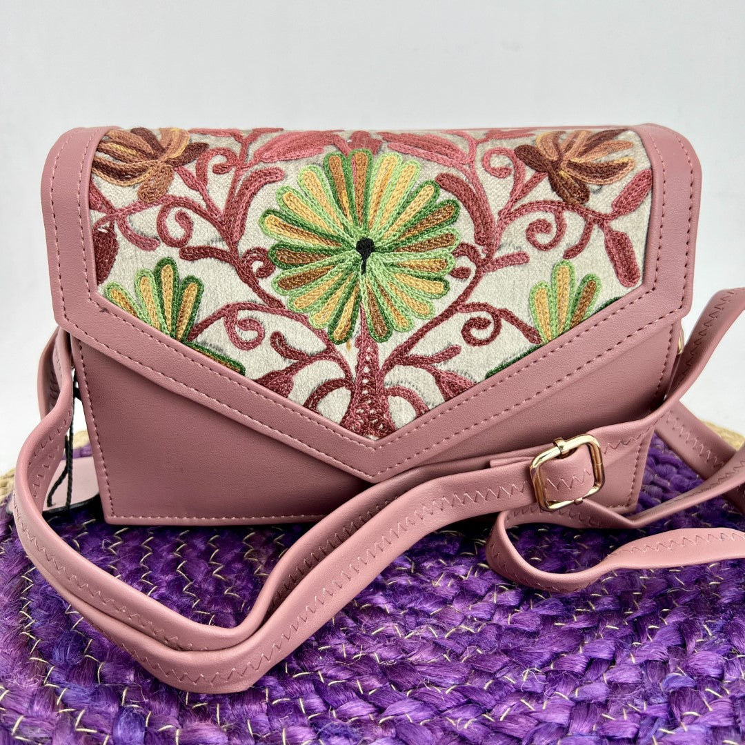 Handmade Embroidery Elegance: Timeless Sling Handbag Beauty