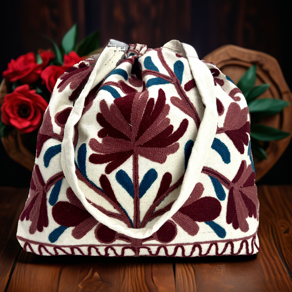 Stitched Splendor Tote: Handcrafted Embroidery Delight