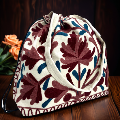 Stitched Splendor Tote: Handcrafted Embroidery Delight