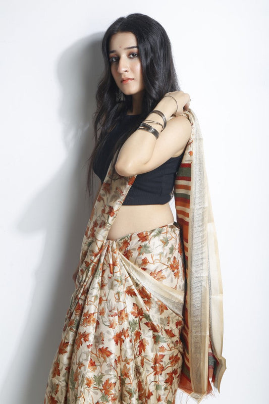 Opulent Kashmiri Threads: Exquisite Blended Silk Saree