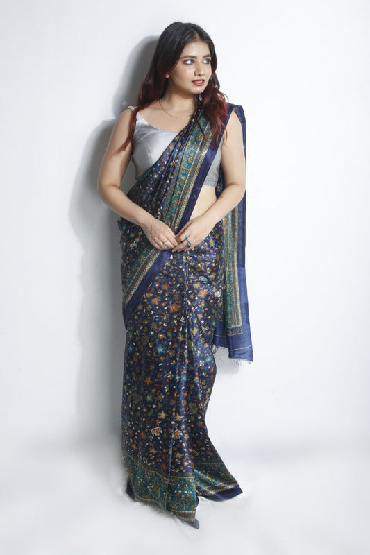 Royal Kashmiri Elegance: Handcrafted Blended Silk Saree