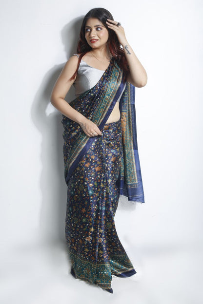 Royal Kashmiri Elegance: Handcrafted Blended Silk Saree