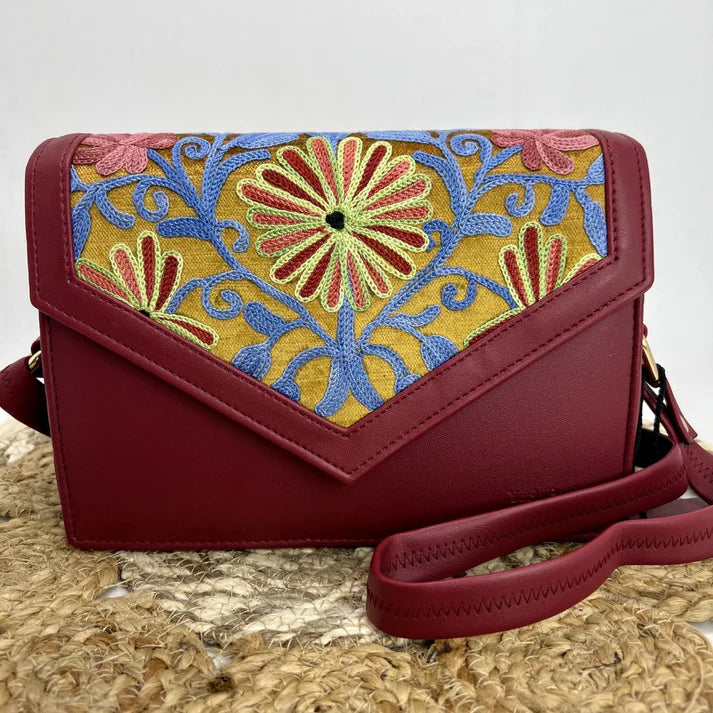 Mini Duffle & Sling Bag Combo – Elegant Hand-Embroidered Floral Set