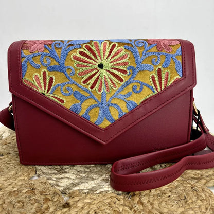 Mini Duffle & Sling Bag Combo – Elegant Hand-Embroidered Floral Set