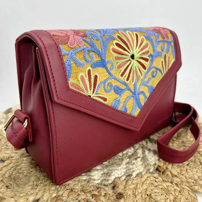 Mini Duffle & Sling Bag Combo – Elegant Hand-Embroidered Floral Set
