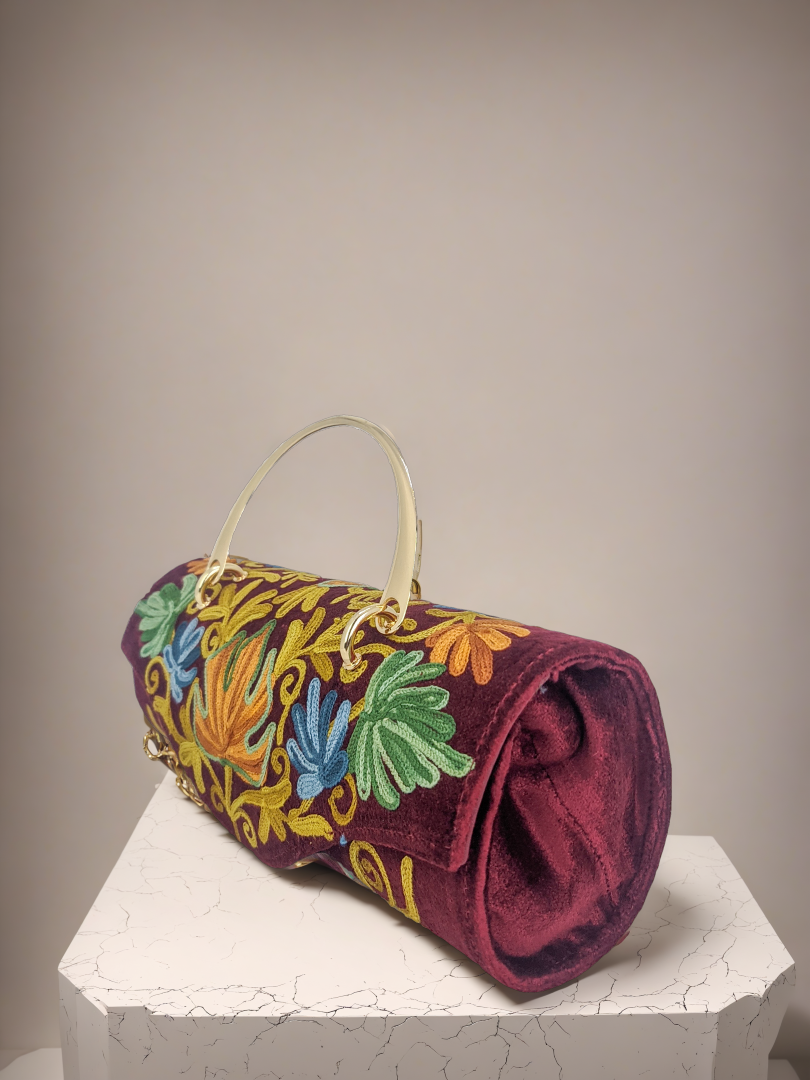 Handmade Embroidered Minibag with Rhinestones