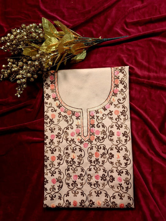 Artisanal Elegance Custom Embroidered Cambric Cotton Unstitched Suites