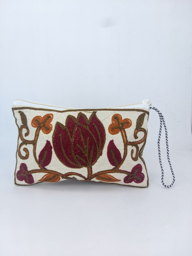 Rustic Elegance: Handcrafted Embroidered Pouch Set