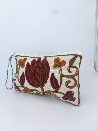 Rustic Elegance: Handcrafted Embroidered Pouch Set