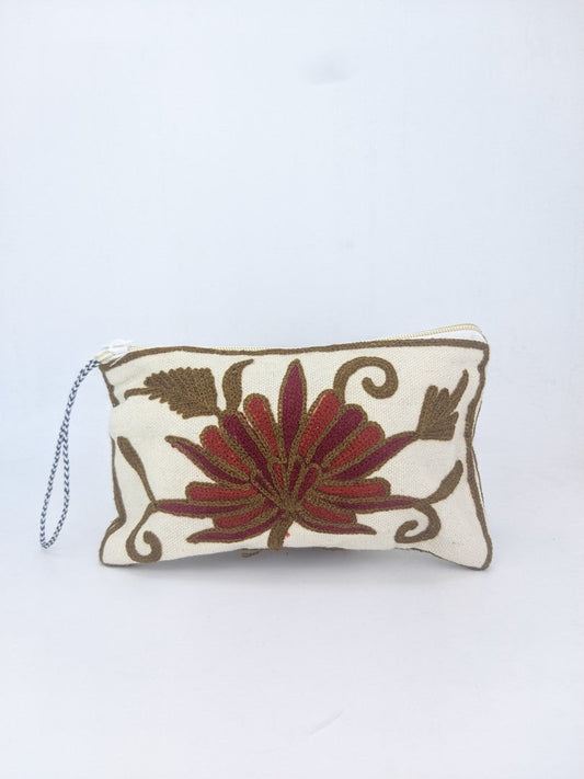 Crafted Comfort: Handmade Embroidered Pouch Trio