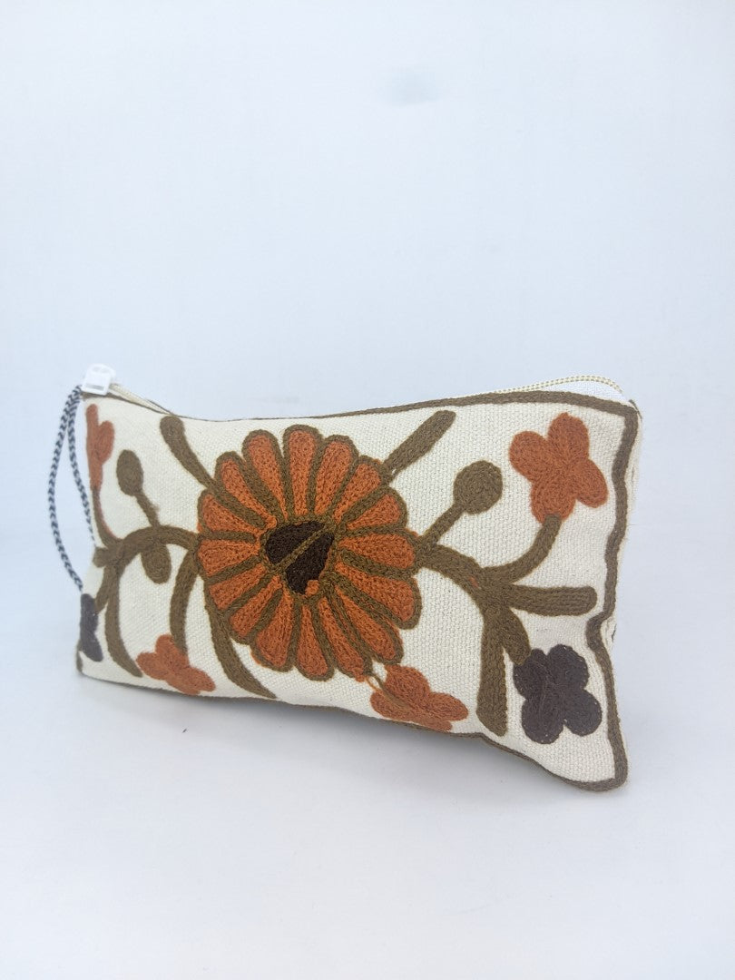 Chic Stitchery: Handcrafted Embroidered Pouch Ensemble