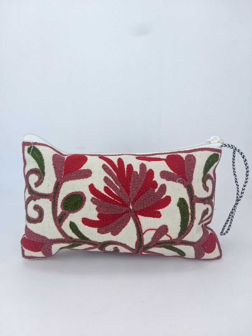 Boho Blossoms: Handmade Embroidered Pouch