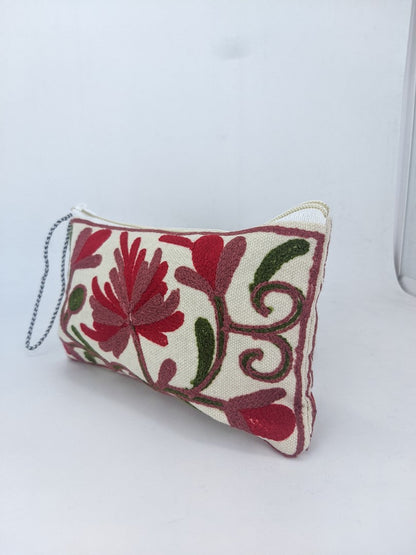 Boho Blossoms: Handmade Embroidered Pouch