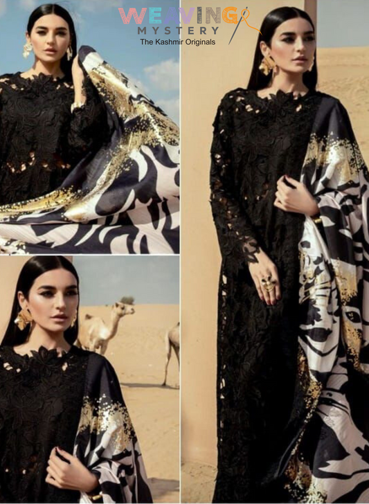 Pakistani Suite the Black Princess With Fancy Dupatta