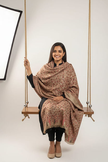 Beige Kani zari Shawl – Handwoven Luxury Wrap
