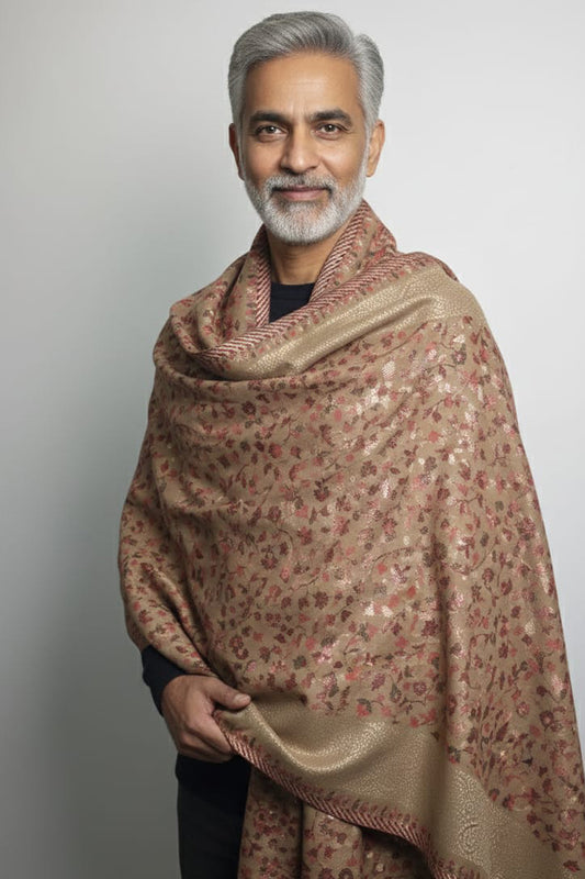 Beige Kani zari Shawl – Handwoven Luxury Wrap