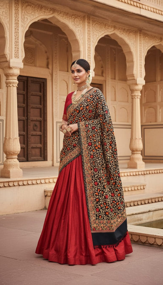 Black Aari Shawl – Hand-Embroidered Kashmiri Masterpiece | Only 1 Piece Available