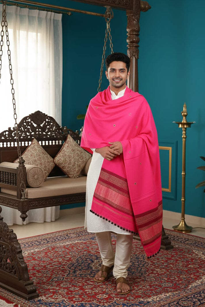 Lagdi Patta Shawl – Luxurious Kashmiri Wool Wrap with Traditional Hand Embroidery
