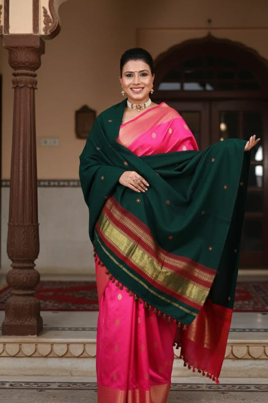 Lagdi Patta Shawl – Elegant  Wool Shawl with Colorful Hand-Embroidered Lagdi Patta Patterns