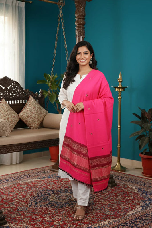 Lagdi Patta Shawl – Luxurious Kashmiri Wool Wrap with Traditional Hand Embroidery