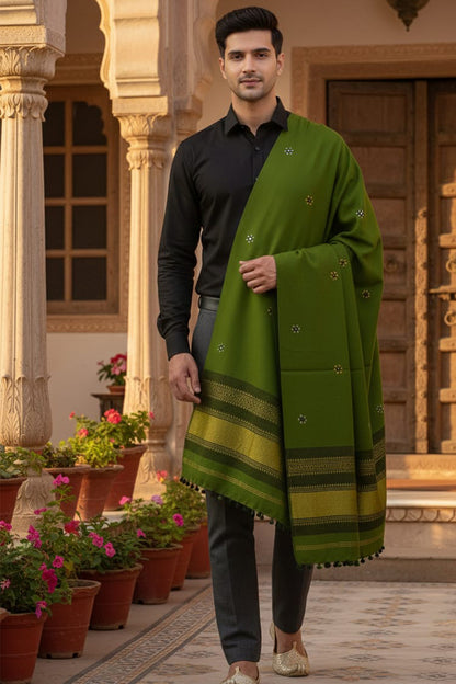 Lagdi Patta Shawl – Handcrafted Shawl with Intricate and Elegant Lagdi Patta Embroidery