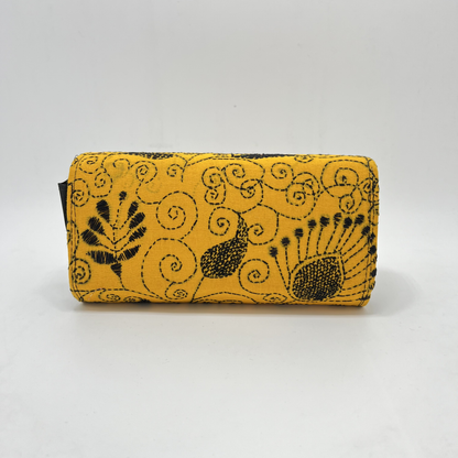 Exclusive Kantha Stich Hand Embroidered Yellow Clutch Bag from Kolkata